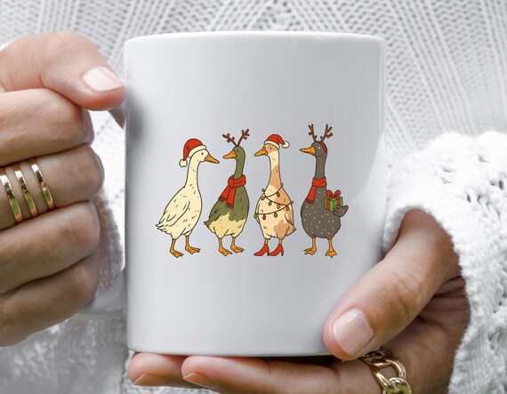 Christmas Ducks Mug, Funny Animals Christmas Mug, Farm Lover Gift, Christmas Light Mug M879