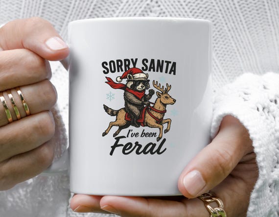 Retro Christmas Mug – Funny Raccoon With Santa Hat Design For Holiday Decor M892