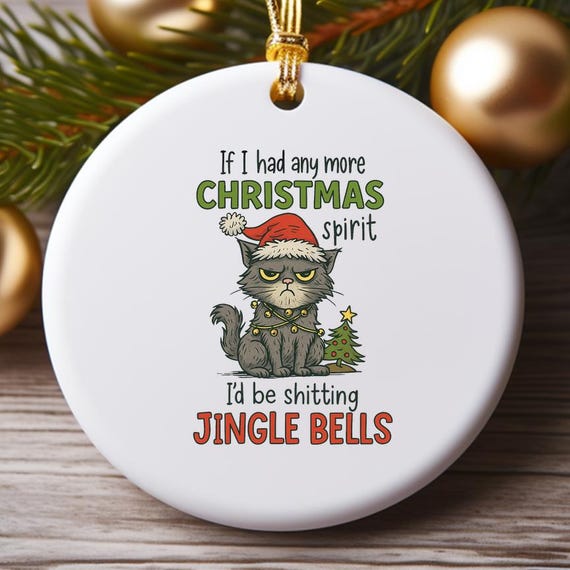Funny Christmas Ornament, Grumpy Cat With Sarcastic Quote, Angry Cat Holiday Decor O890