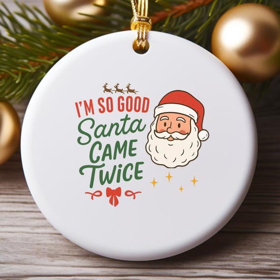Funny Christmas Couples Ornaments, Santa Came Twice Design, His And Hers Holiday Party Decor O906