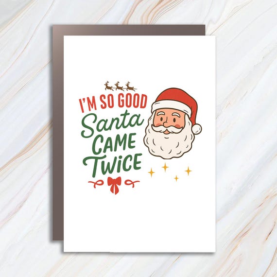 Funny Christmas Couples Greeting Cards, Santa Came Twice Holiday Card, His And Hers Christmas Party Cards C906