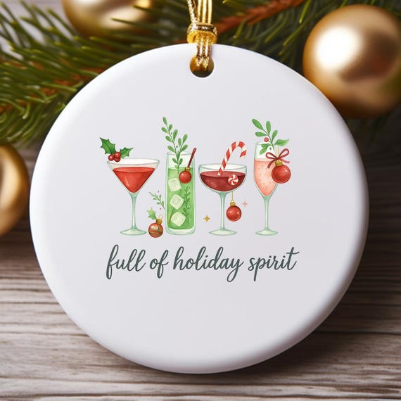 Funny Christmas Cocktails Ornaments With Holiday Spirit Drinks Design O908