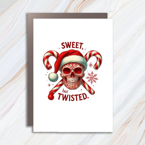 Funny Skeleton Christmas Greeting Card, Snarky Spooky Holiday Card, Halloween Candy Cane Card C919