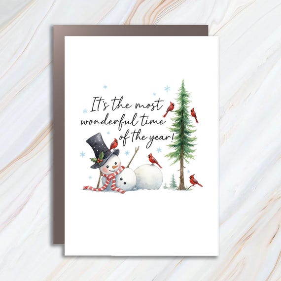 Funny Christmas Snowman Greeting Card, Let It Snow, Cute Xmas Tree, Holiday Vibes, Winter Cheer C920