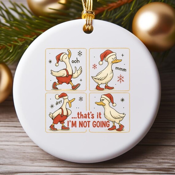 Funny Christmas Goose Ornaments, Merry Goosemas, Santa Goose, That's It I'm Not Going, Holiday Goose Decor O927