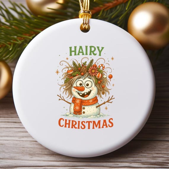 Funny Snowman Ornaments, Crazy Hair Christmas Snowman With Floral Hat, Holiday Decor O933