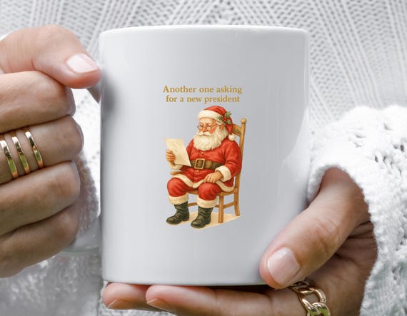 Anti-Trump Vintage Santa Mug: Progressive Christmas Cup With Funny Holiday Message M937