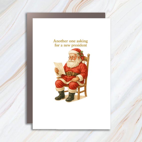 Progressive Anti-Trump Vintage Santa Christmas Greeting Card: Funny Holiday Message C937