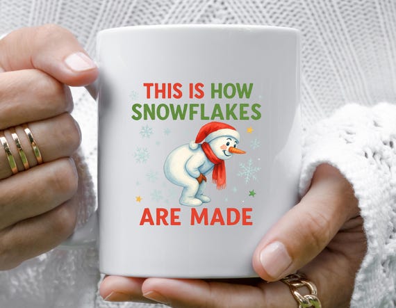 Funny Christmas Snowman Mug: How Snowflakes Are Made - Whimsical Winter Design M943