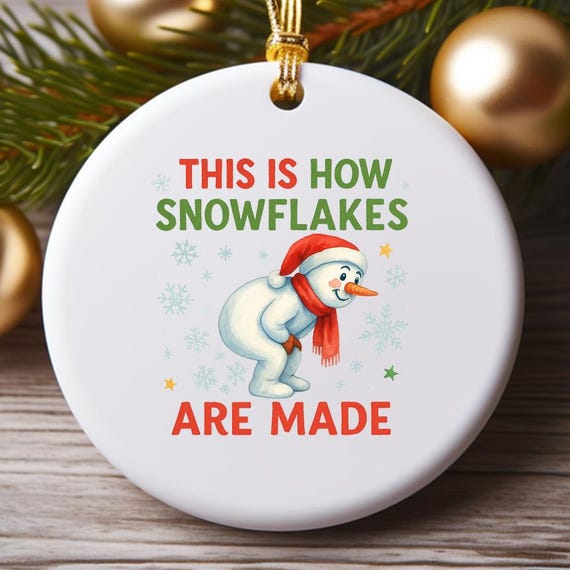 Funny Christmas Ornament: How Snowflakes Are Made By Snowman O943