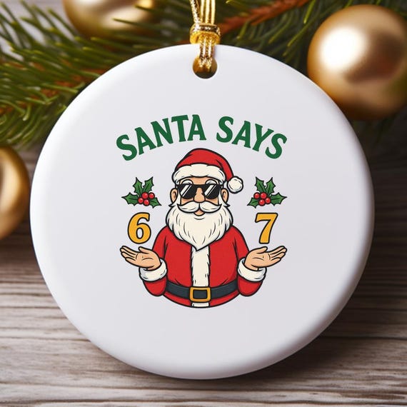 Santa Says 6-7 Meme Ornament, Tween Christmas Ornament, Teen Boy Gift, Gen Alpha Gift, Gen Z Ornaments O945