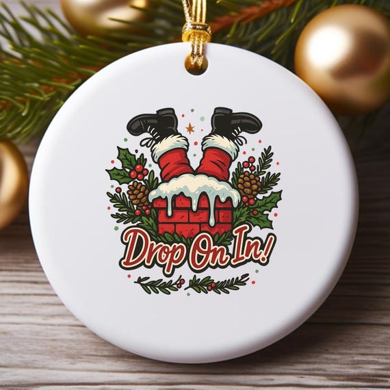 Drop In Funny Santa Wind Spinner Ornament, Cute Christmas Wind Spinner Design, Holiday Xmas Ornament Template O956