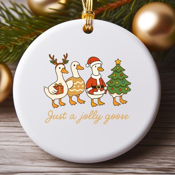 Jolly Goose Christmas Ornament, Funny Duck Holiday Ornament, Cute Xmas Goose Decoration O960