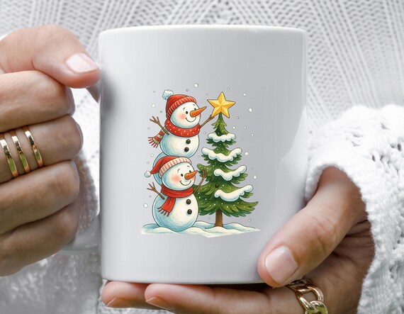 Cute Christmas Snowman Mug, Funny Let It Snow Mug, Watercolor Winter Mug, Vintage Retro Holiday Vibes M958