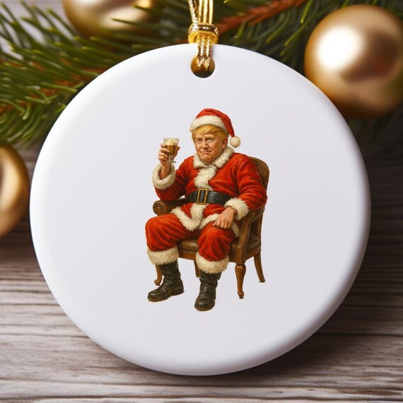 Trump Christmas Ornament - Merry MAGA Christmas - Festive Santa Claus Design O966