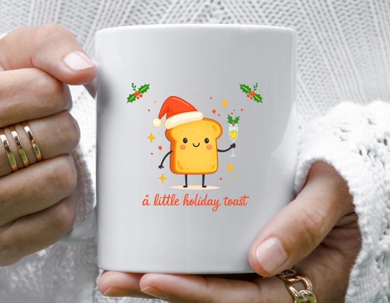Funny Christmas Mug: Holiday Toast With Santa Hat M970