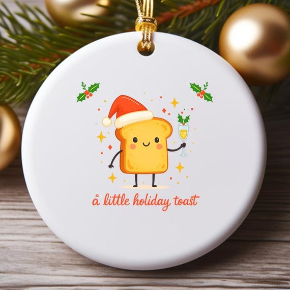 Funny Christmas Ornament: Holiday Toast With Santa Hat O970