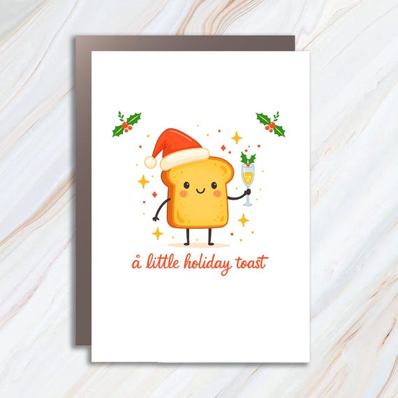Funny Christmas Card With Santa Hat And Holiday Toast Theme C970