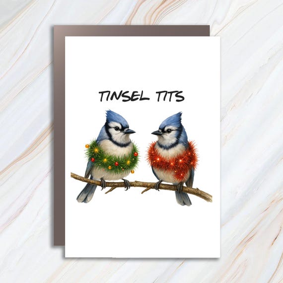 Funny Blue Jay Christmas Card – Sarcastic Bird Holiday Greeting – Inappropriate Rude Xmas Greeting Card C971