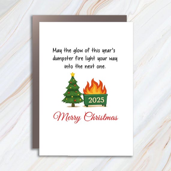 Funny Christmas Greeting Cards: 'Glowing Dumpster Fire' - Sarcastic Holiday Greetings For Office & Co-Workers C972
