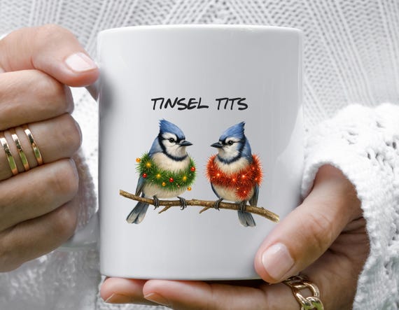 Funny Blue Jay Christmas Mug – Sarcastic Bird Holiday Humor – Inappropriate Rude Xmas Mug M971