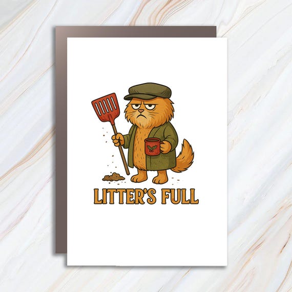Litter's Full Funny Cat Christmas Greeting Card For Cat Lovers C976
