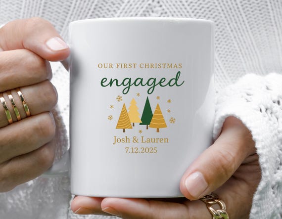 Engaged Mug - Personalized First Christmas Keepsake - Engagement Gift 2025 M904