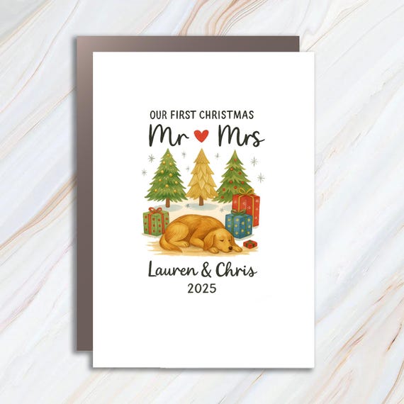 First Christmas Married Greeting Card - Mr And Mrs Tree Card - Our First Christmas As Mr And Mrs - Personalized C905