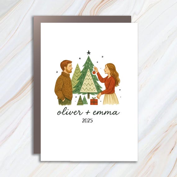 Personalized Couple Names Christmas Greeting Card - Our First Christmas Together - New Couple Keepsake C906