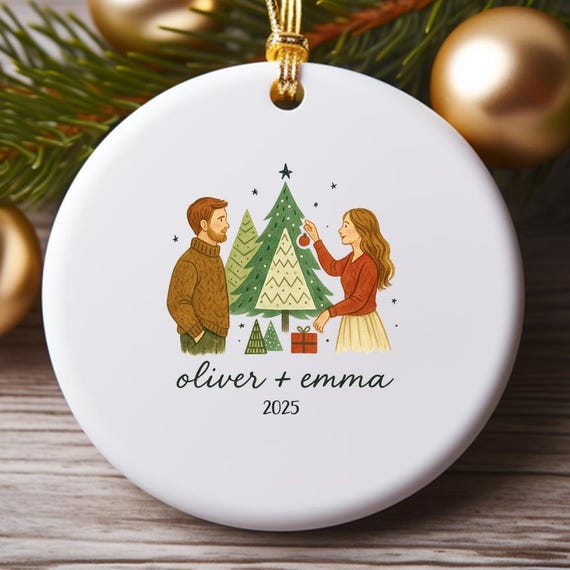 Personalized Couples Christmas Ornament - Our First Christmas Together 2024 Keepsake - New Couple Gift O906