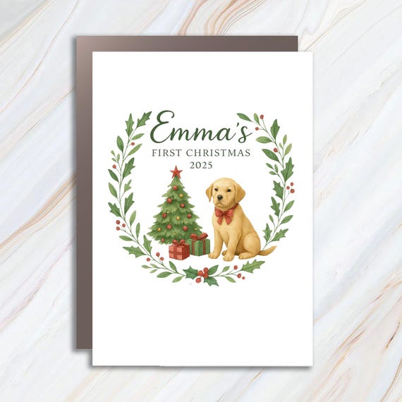 Personalized Baby's First Christmas Greeting Cards - First Christmas Rabbit Decoration C908