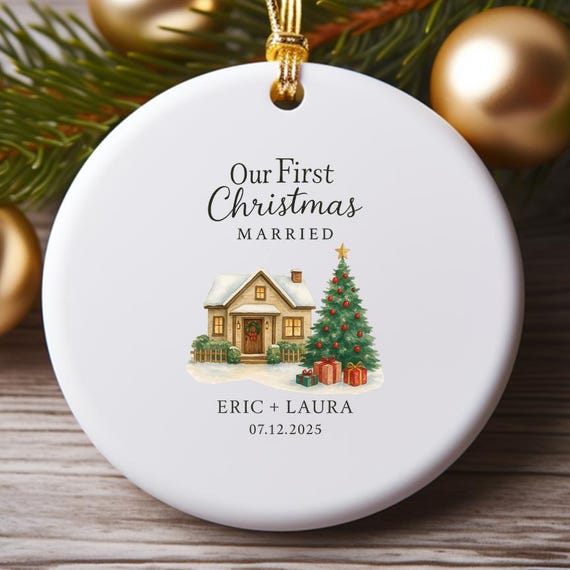 First Christmas Married Ornament - Mr And Mrs Tree Ornament - Personalized Our First Christmas Married O909