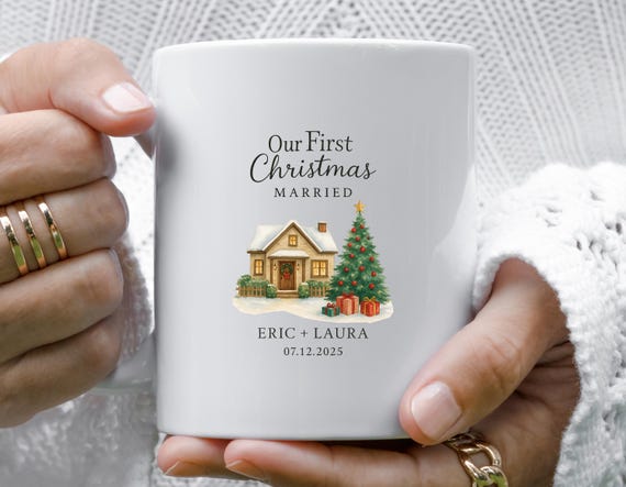 First Christmas Married Mug - Mr And Mrs Tree Mug - Our First Christmas Married As Mr And Mrs Mug - Personalized M909