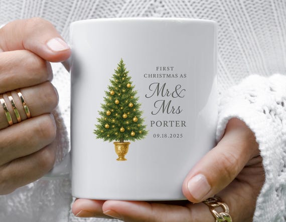 Mr And Mrs Christmas Mug - First Christmas Married Mug - Our First Christmas As Mr And Mrs - Personalized M911