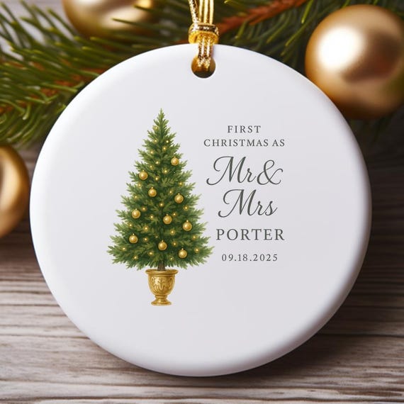 Mr And Mrs Christmas Ornament - First Christmas Married - Our First Christmas As Mr And Mrs - Personalized O911
