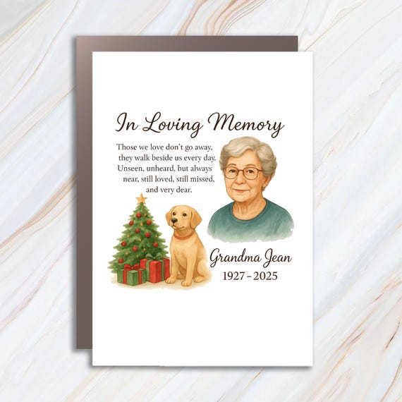 Personalized Memorial Greeting Cards - Custom In Loving Memory Christmas Card - Lost But Never Forgotten C913