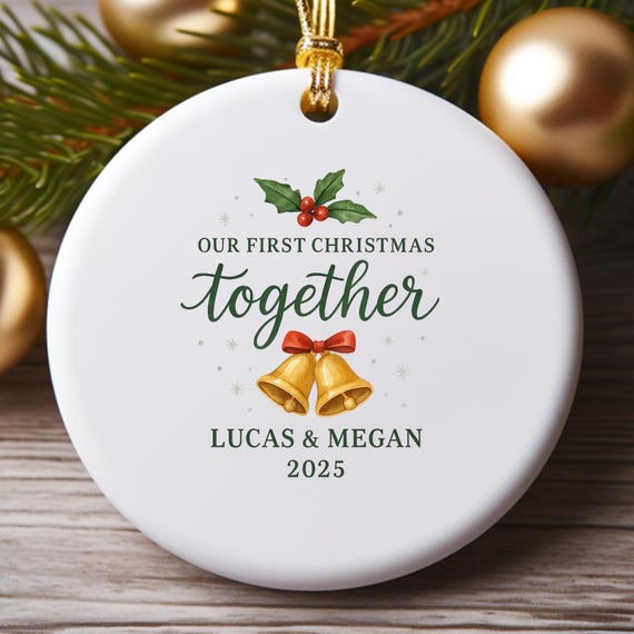 Couples Christmas Ornament - Our First Christmas Together - Personalized 2023 New Couple Gift O918