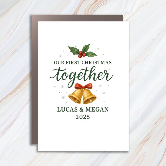 Couples First Christmas Greeting Card - Our First Christmas Together - Personalized New Couple Card C918