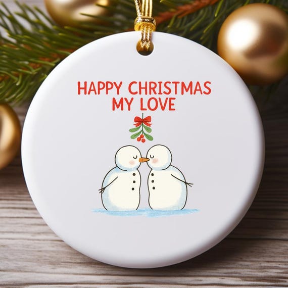 Snowman Kiss Ornament - Cute Christmas Love Decoration O984