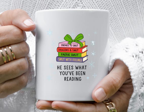 Bookish Christmas Mug, Smut Mug For Book Lover, Bookish Gift, Booktok Merch, Merry Bookmas, Funny Reading Mug M987
