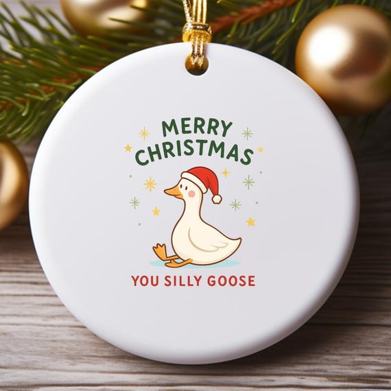 Funny Silly Goose Christmas Ornament - Holiday Goose Ornament O985