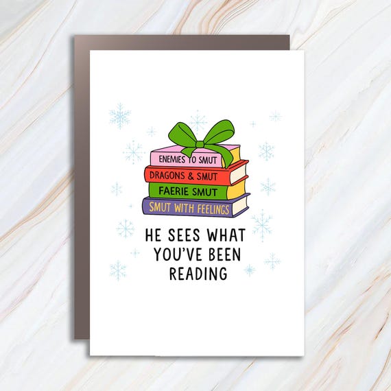 Bookish Christmas Card, Smut Card For Book Lover, Booktok Merch, Merry Bookmas Greeting Cards C987