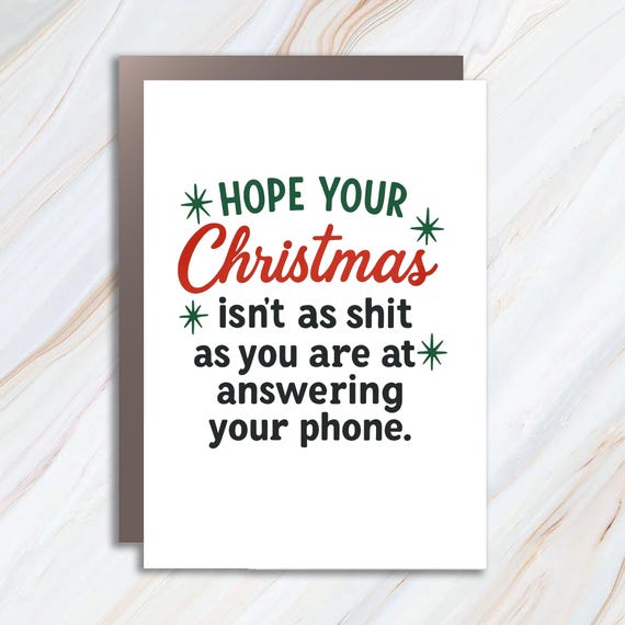 Funny Christmas Greeting Card, Answering Phone Humor, Holiday Laughs C990