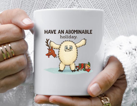 Funny Realist's Holiday Classic Mug - Yeti And Reindeer Christmas Humor M989