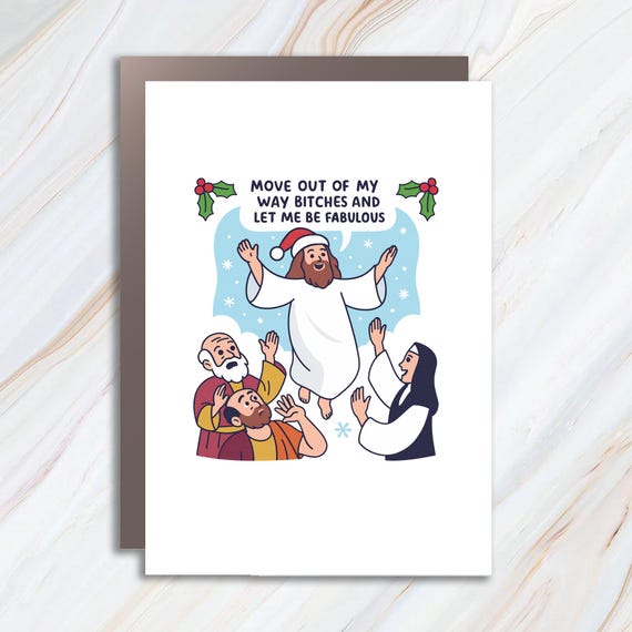 Rude Christmas Card Funny Jesus Let Me Be Fabulous Cheeky Greeting Card For Friends C995