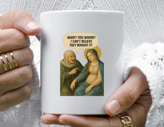 Immaculate Deception - Funny Irreverent Christmas Mug For Adults With Renaissance Art M997
