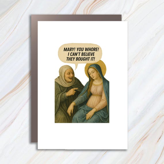 Immaculate Deception Funny Christmas Card - Irreverent Adult Greeting Card With Renaissance Art C997