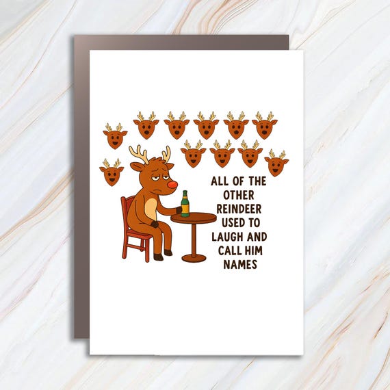 All Of The Other Reindeer Used To Laugh And Call Him Names Funny Christmas Greeting Card For Hunters C991