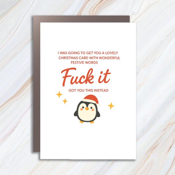 Funny Christmas Card, Rude Holiday Greeting, Bargain Humor Xmas Card With Gingerbread C982
