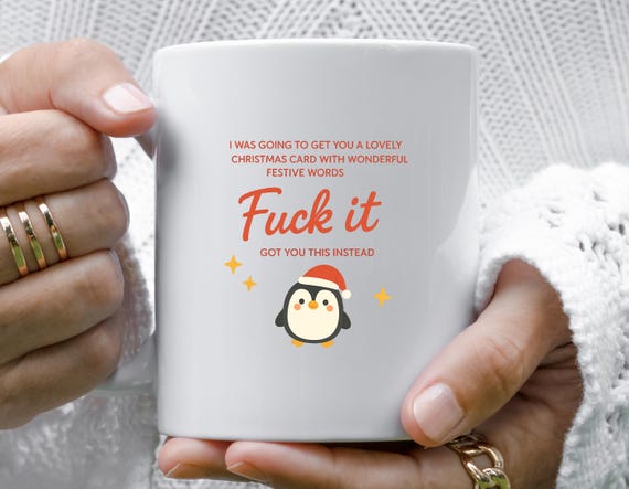 Funny Christmas Mug, Rude Holiday Mug, Humorous Festive Mug With Gingerbread Man, Fun Xmas Mug M982